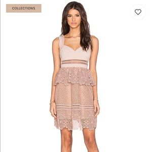 NATALIA TIERED DRESS IN BLUSH NUDE & CREAM